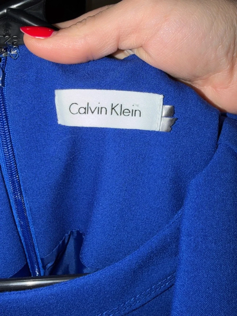 Calvin Klein Cobalt Blue Ruffle Sheath Midi Dress - Picture 2 of 4